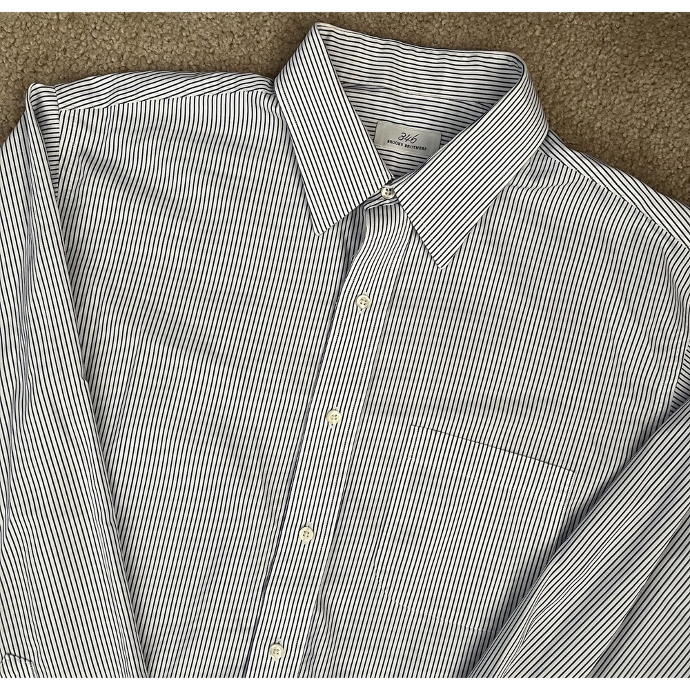 Brooks Brothers Classic Fit Blue Stripe Lng Sleeve Non-Iron Dress Shirt 16 -34/5